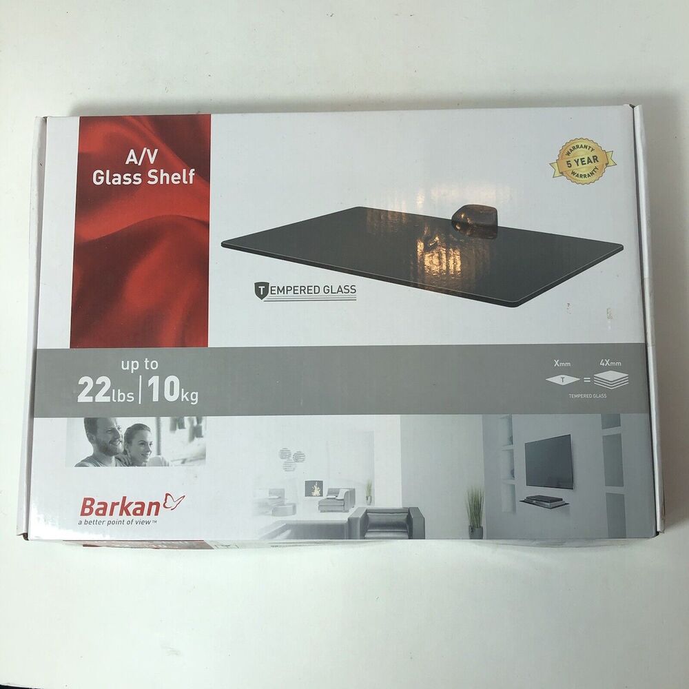 Barkan‎ Mount Universal A/V Tempered Glass Shelf Holds 22 Pounds